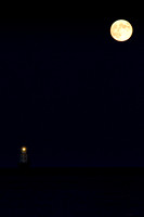 Harvest Moon over Harbor of Refuge Lighthouse